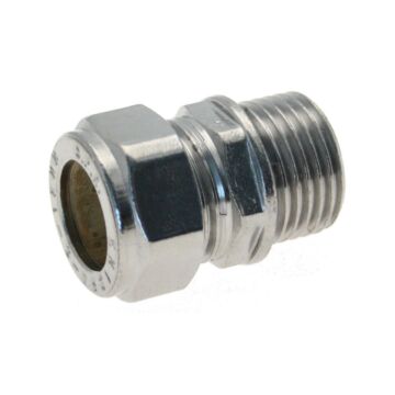 Compression Coupler Male Chrome 15mm x 1/2 inch
