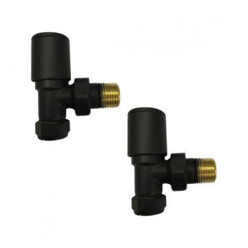 Black Radiator Valve Angled 15mm (Pair)