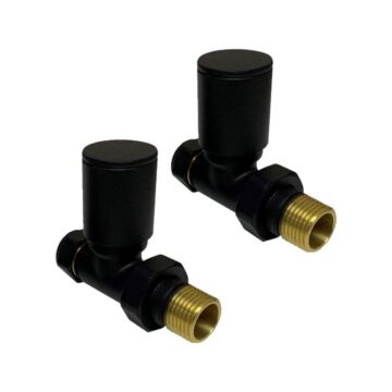 Black Radiator Valve Straight 15mm (Pair)