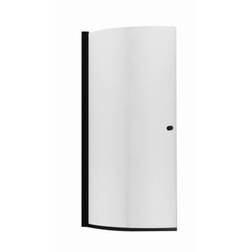 Penlee 6mm Curved Bath Screen - 800 x 1400mm - With Towel Rail - Matt Black